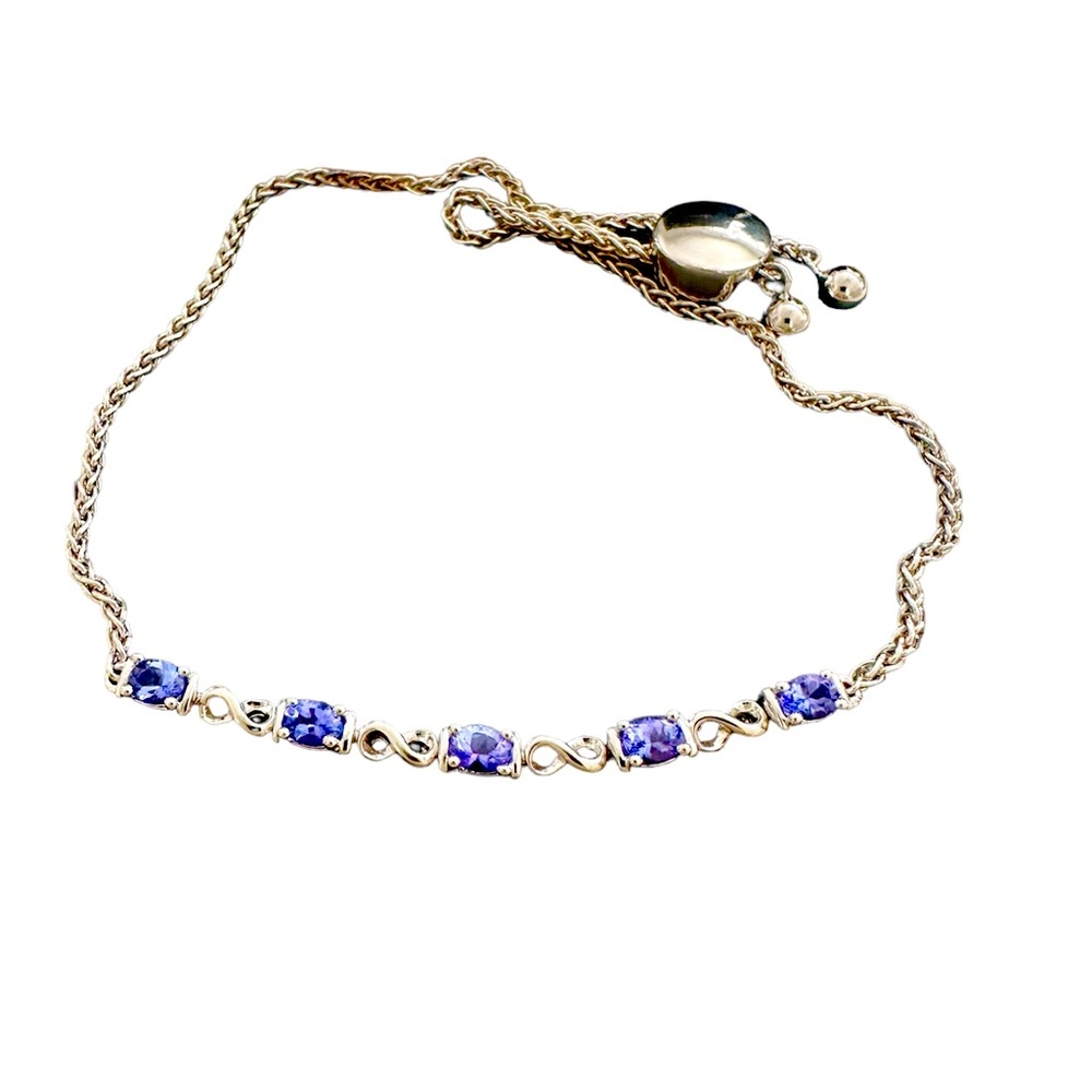Tanzanite Bolo Bracelet Set in 925 Silver. Brand New. Women